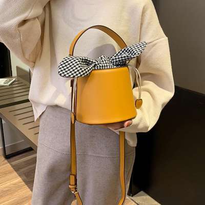 New Hot Sell  Fashionable Spring and Summer Bucket Women Bowknot PU Leather women girls Shoulder Handbag